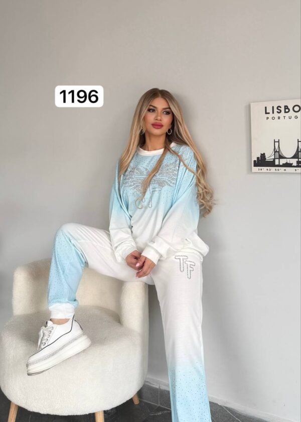 Ombre Rhinestone Embellished Tracksuit Set
