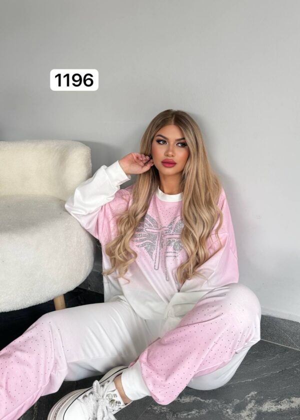 Ombre Rhinestone Embellished Tracksuit Set