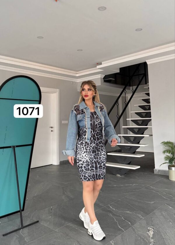 1071TATU Leopard Dress and Denim Jacket
