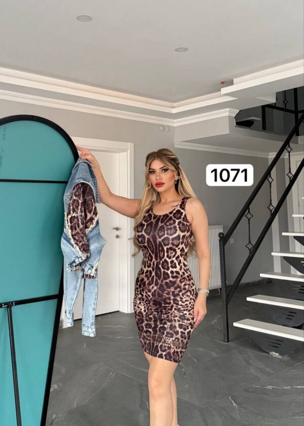 1071TATU Leopard Dress and Denim Jacket