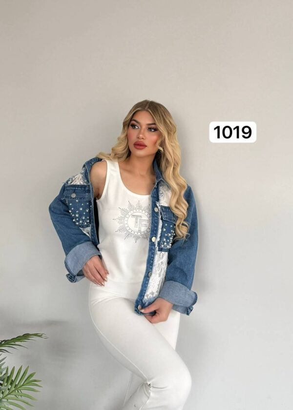 1019TATU Denim Jacket with Top and down 3pieces