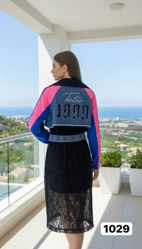 Long Denim Jacket and Dress Two-Pieces