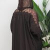 Lace-Detailed Hooded Cape Jacket with Rhinestone Accents