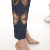 Elegant Butterfly Detail Cut-Out Denim Trousers
