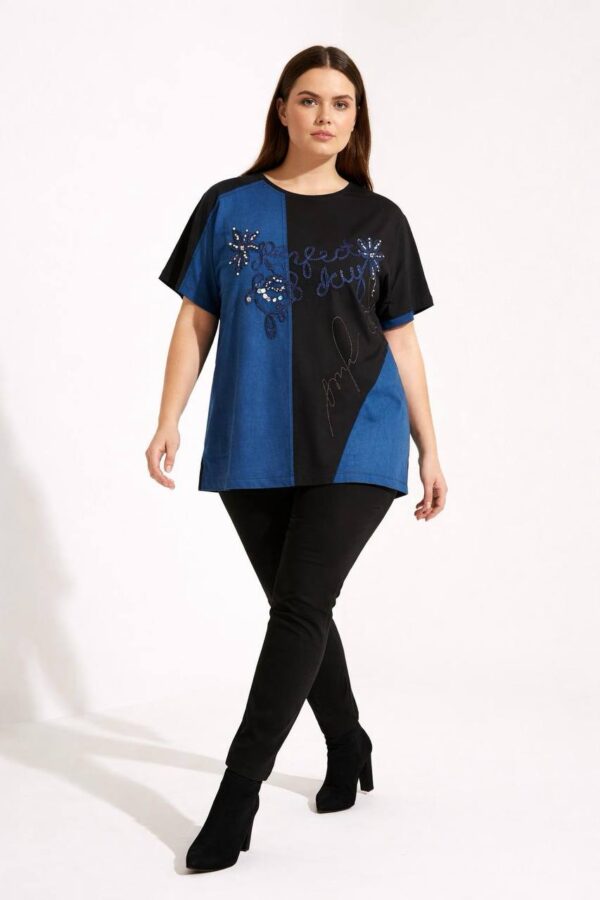 file_1347.jpg Elegant Two-Tone Graphic Embellished Women's Blouse