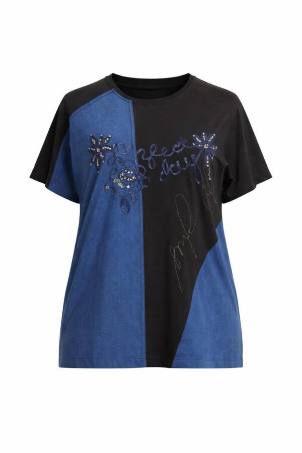 file_1349.jpg Elegant Two-Tone Graphic Embellished Women's Blouse