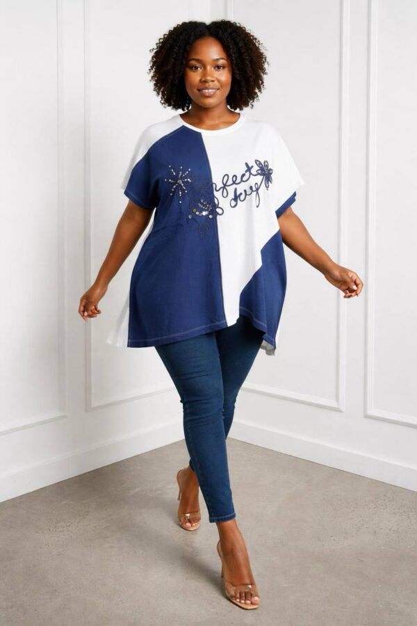 file_1351.jpg Elegant Two-Tone Graphic Embellished Women's Blouse