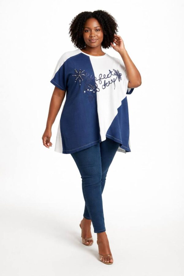 file_1352.jpg Elegant Two-Tone Graphic Embellished Women's Blouse