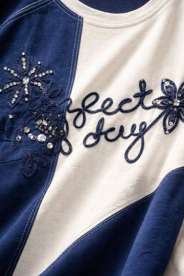 file_1353.jpg Elegant Two-Tone Graphic Embellished Women's Blouse