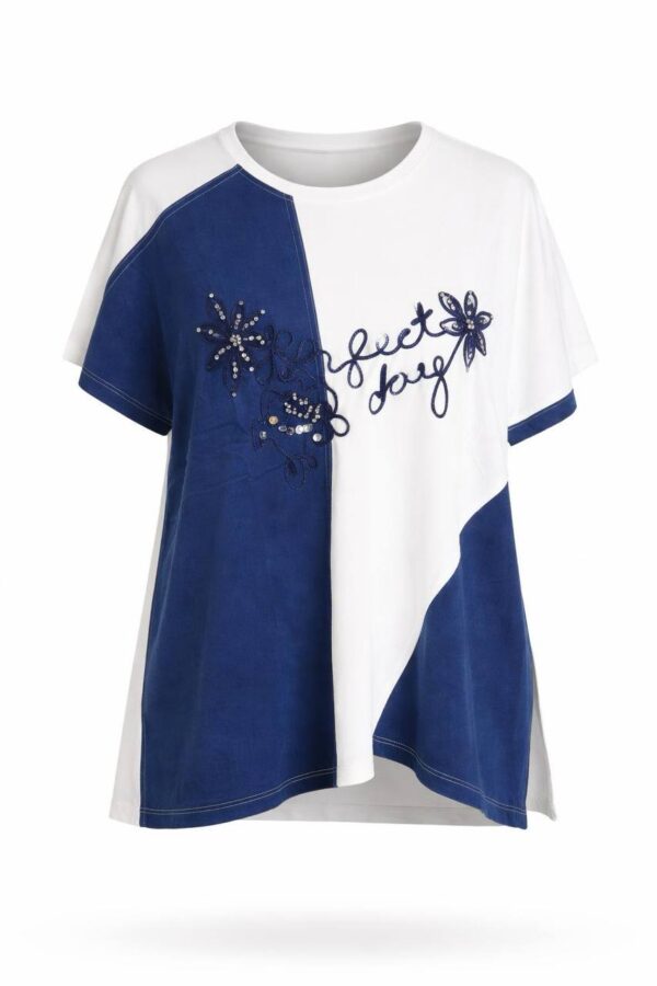 file_1354.jpg Elegant Two-Tone Graphic Embellished Women's Blouse