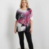 Elegant Butterfly Print Oversized Casual Blouse