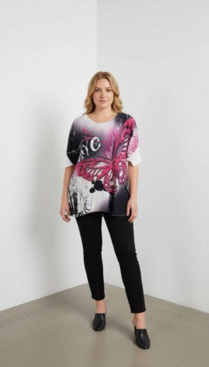 file_1410-1.jpg Elegant Butterfly Print Oversized Casual Blouse