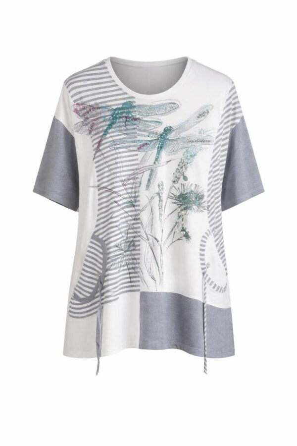 file_1436.jpg Dragonfly Graphic Patchwork Knit Tunic Blouse