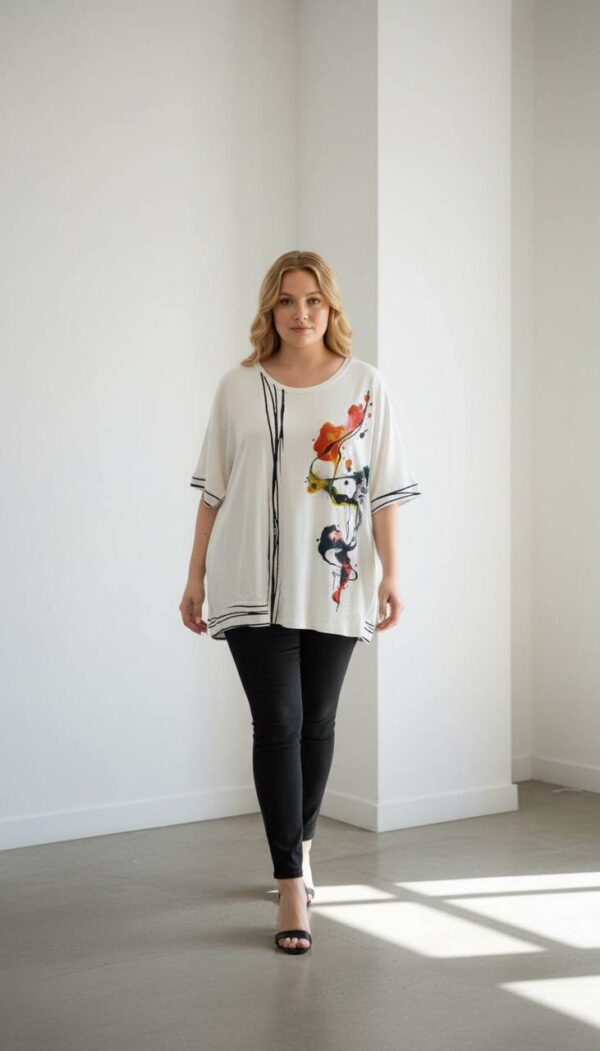 file_1438-1.jpg Women's Artistic Print Oversized Short Sleeve Blouse