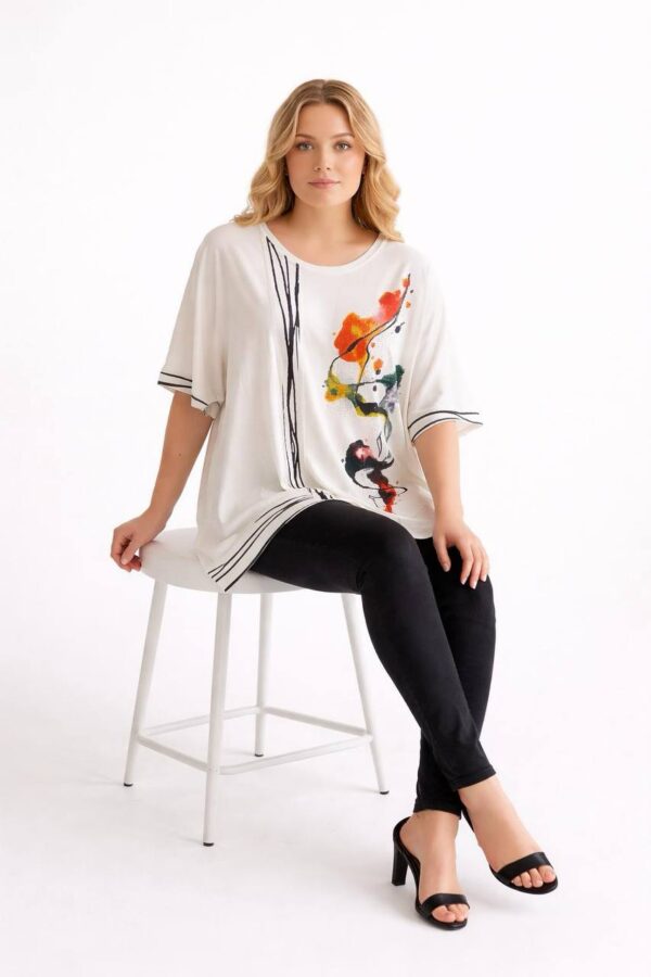 file_1439.jpg Women's Artistic Print Oversized Short Sleeve Blouse