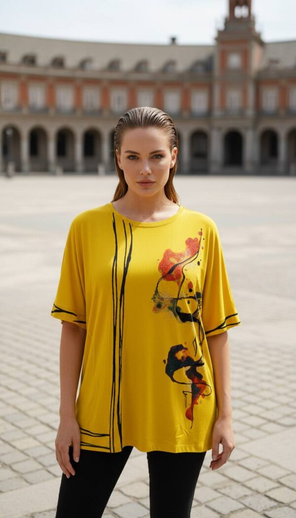 file_1444.jpg Women's Artistic Print Oversized Short Sleeve Blouse