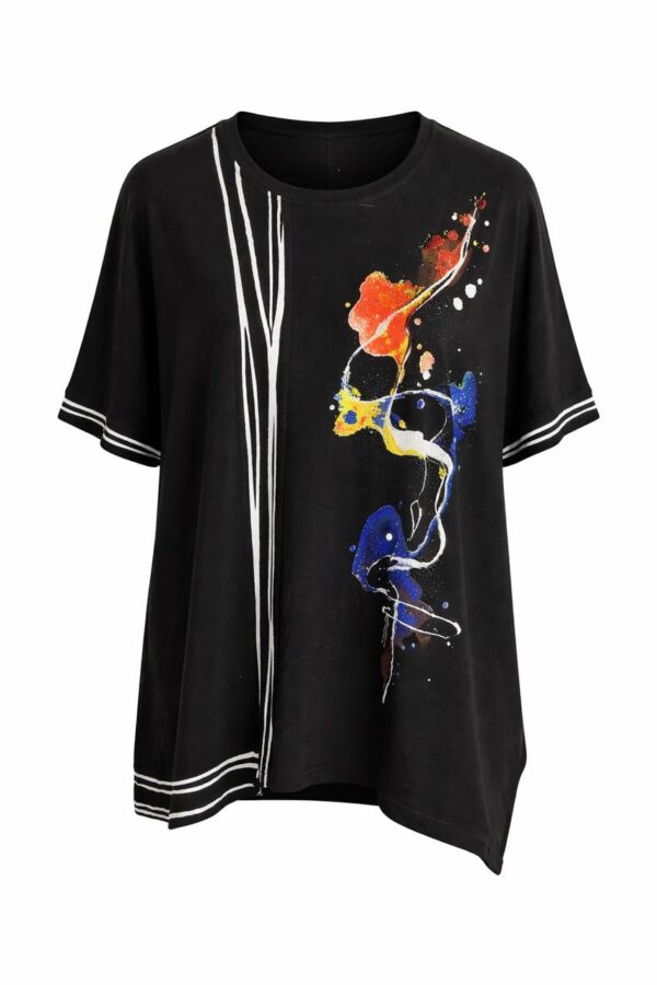 file_1447.jpg Women's Artistic Print Oversized Short Sleeve Blouse