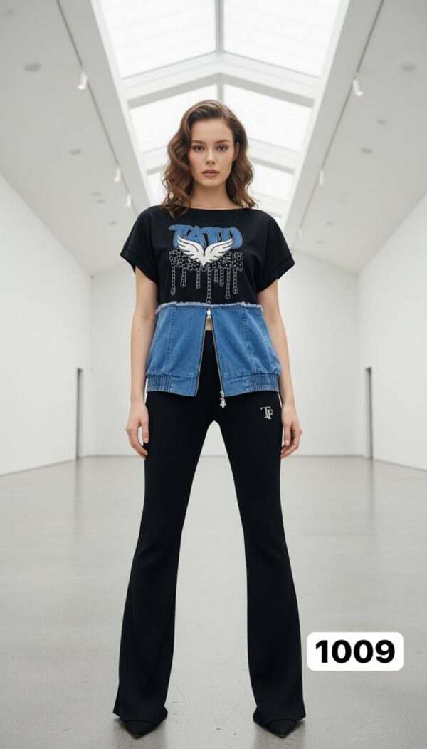 file_1523-1.jpg Chic Denim-Patch Graphic Tee and Flare Pants Set