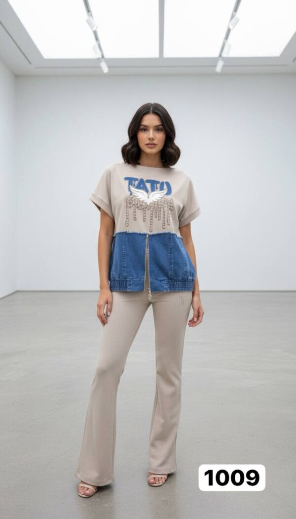 file_1524.jpg Chic Denim-Patch Graphic Tee and Flare Pants Set