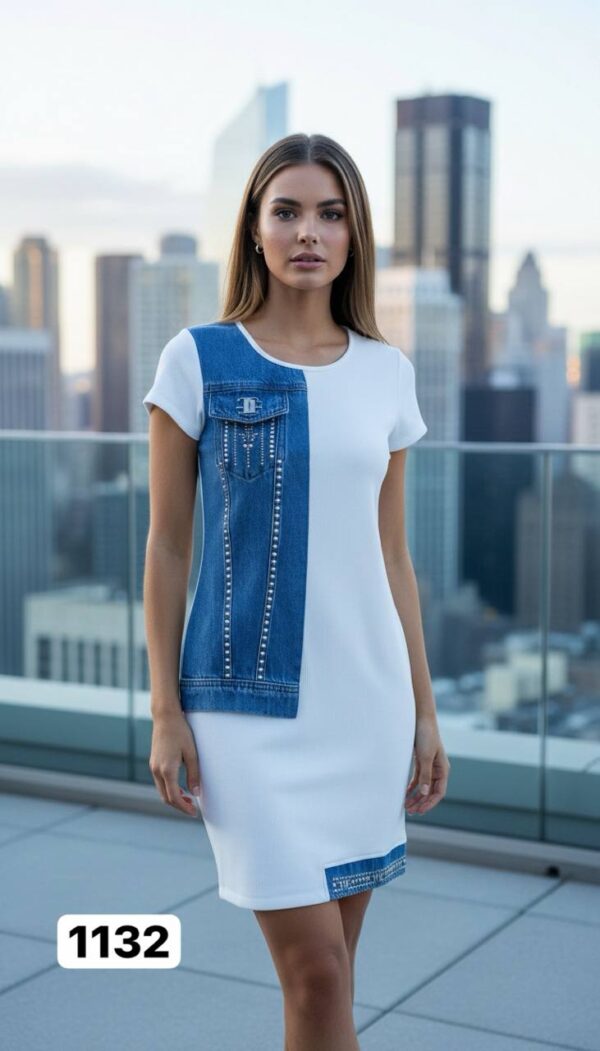 file_1576-1.jpg Chic Mixed-Media Denim Panel White Mini Dress