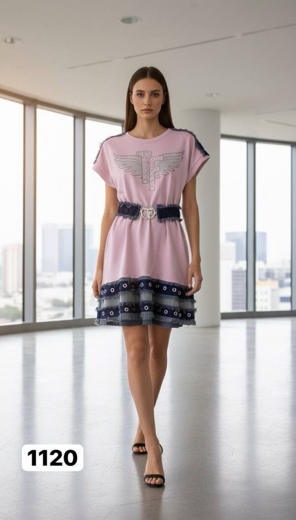 file_1584.jpg Embellished Wing Graphic Mini Dress with Denim Trim