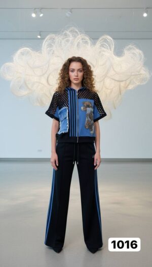 file_1587-1.jpg Women's Designer Bear Patchwork Two-Piece Tracksuit Set