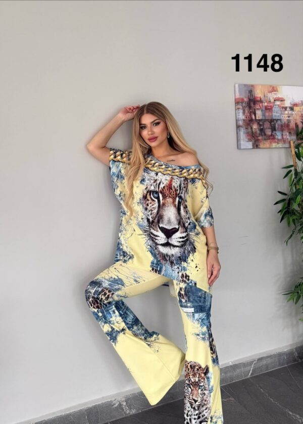 Leopard Print Two-Piece Co-ord Set with Chain Detail