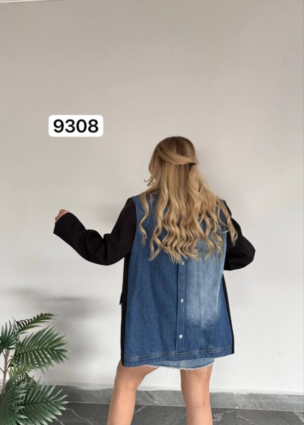 Women's Mixed Media Denim and Blazer Hybrid Jacket