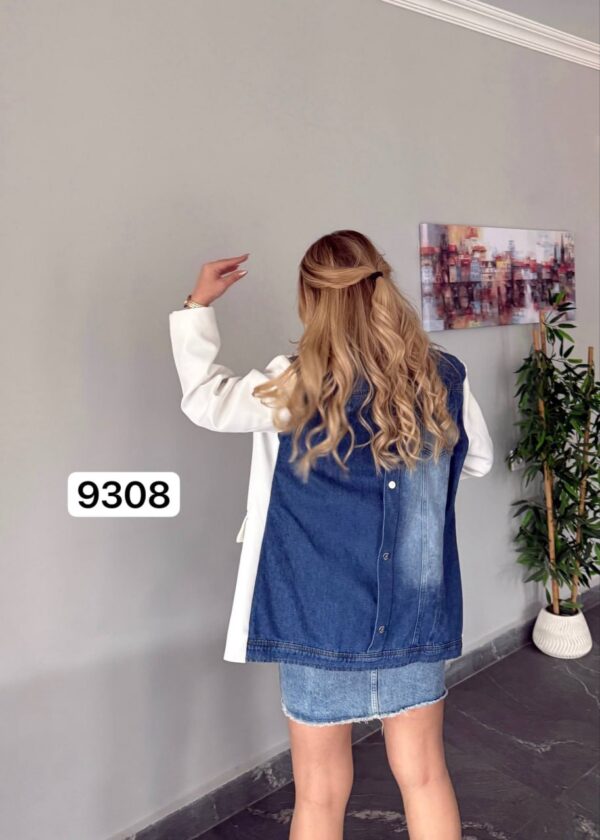 Women's Mixed Media Denim and Blazer Hybrid Jacket