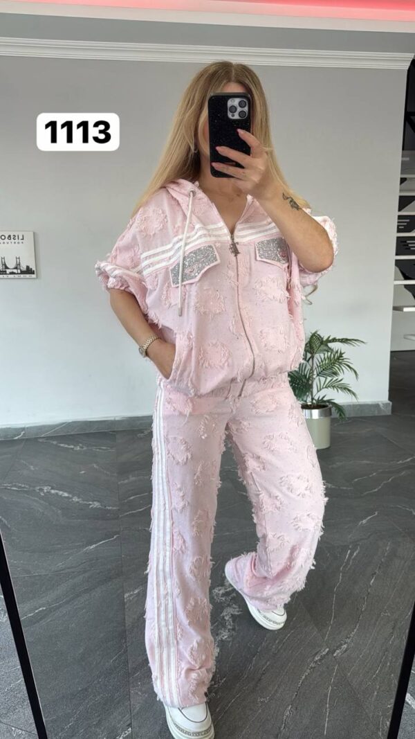 file_1699.jpg Women's Embellished Zip-Up Hoodie and Pants Set