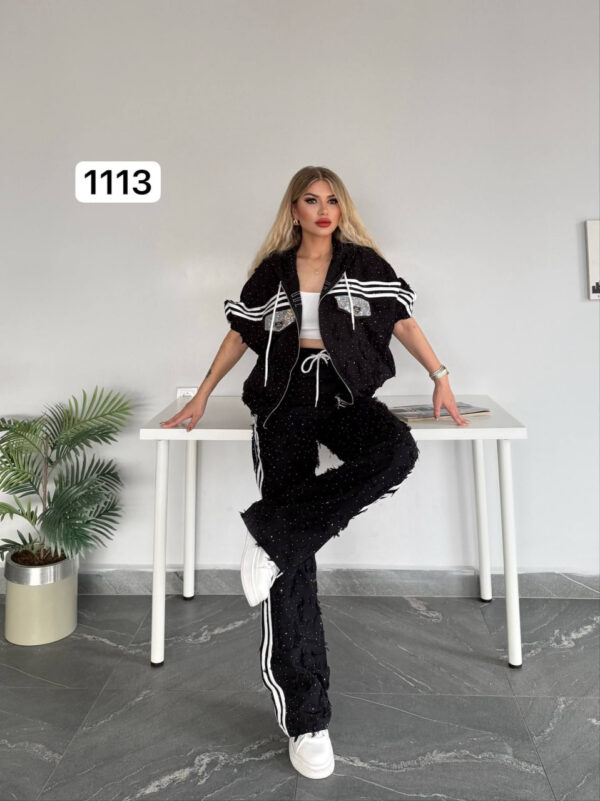 file_1701.jpg Women's Embellished Zip-Up Hoodie and Pants Set