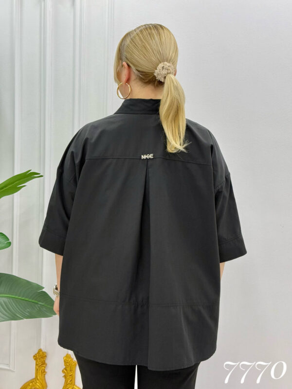 Elegant Brown Oversized Shirt with Floral Applique