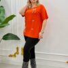 file_1735.jpg Elegant Orange Blouse with Pearl Bow Embellishments