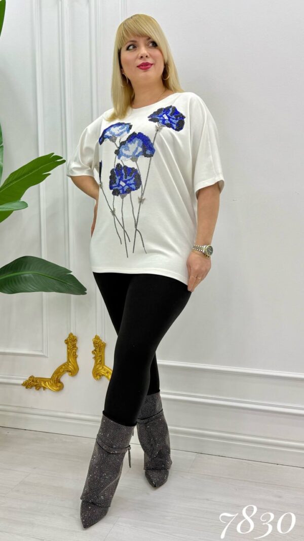 file_1753.jpg Elegant Blue Floral Embellished Dolman Sleeve Blouse