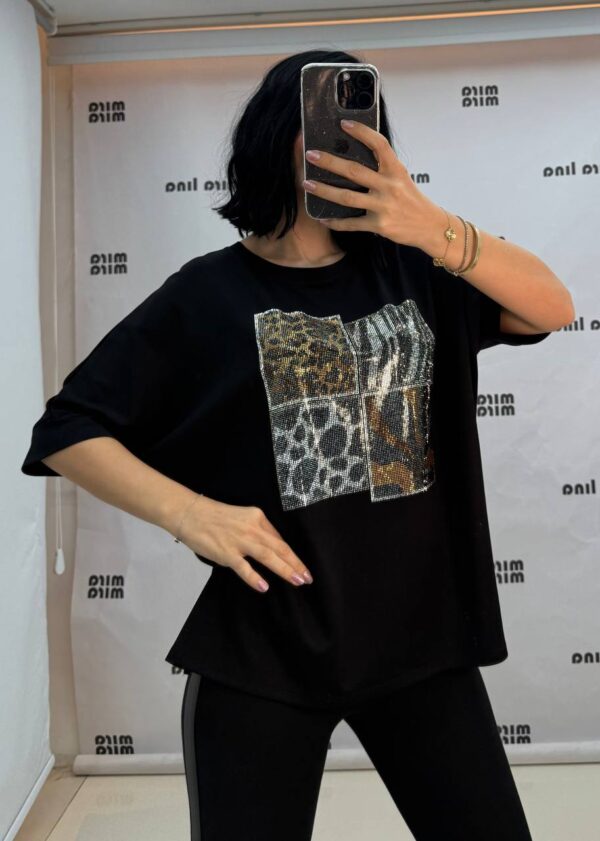 file_1772-1.jpg Women's Black Rhinestone Animal Print Fashion Blouse