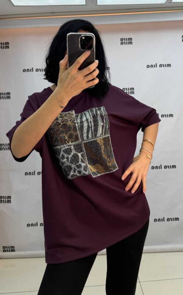 file_1776.jpg Women's Black Rhinestone Animal Print Fashion Blouse