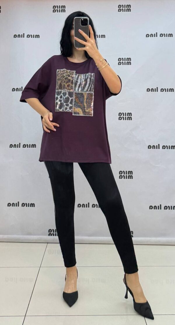 file_1777.jpg Women's Black Rhinestone Animal Print Fashion Blouse