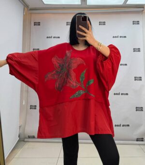 file_1804-1.jpg Elegant Oversized Red Blouse with Floral Detail