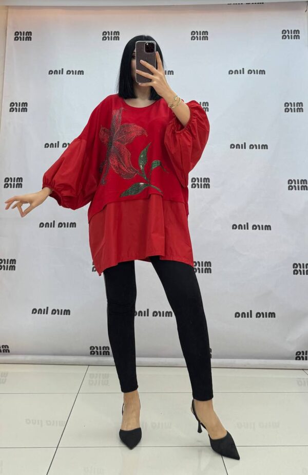 file_1805.jpg Elegant Oversized Red Blouse with Floral Detail