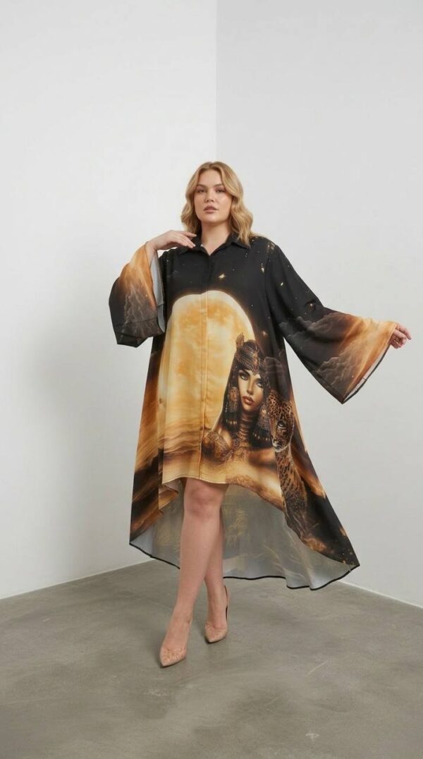 file_1895-1.jpg Oversized Egyptian Print High-Low Shirt Dress