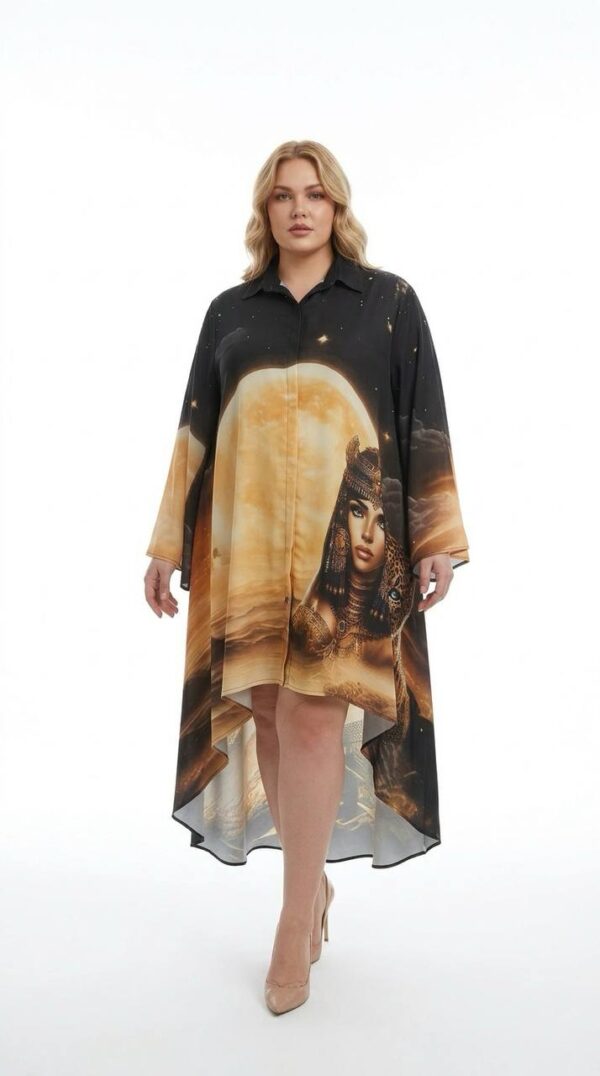file_1897-1.jpg Oversized Egyptian Print High-Low Shirt Dress