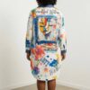 Artistic Paint Splatter Denim Mini Shirt Dress