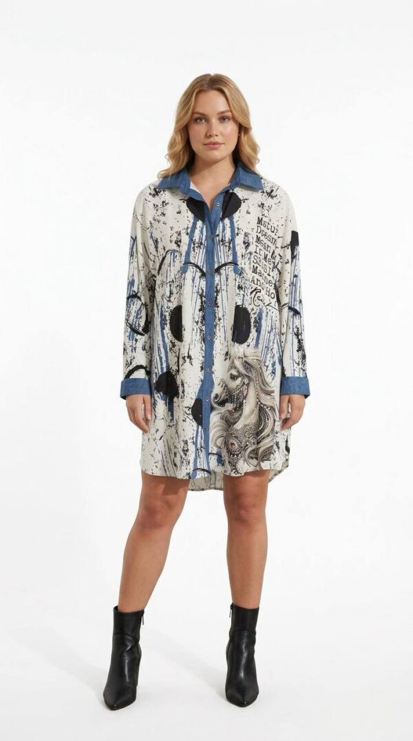file_1926-1.jpg Graphic Print Mini Shirt Dress with Denim Accents