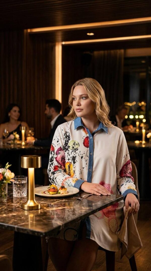 file_1937.jpg Graphic Print Shirt Dress with Denim Accents