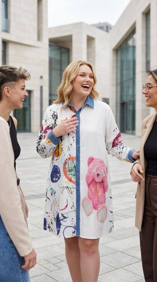 file_1939.jpg Graphic Print Shirt Dress with Denim Accents