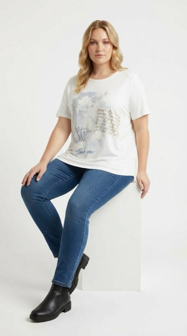 file_1950.jpg Women's White Graphic Print Short Sleeve Blouse