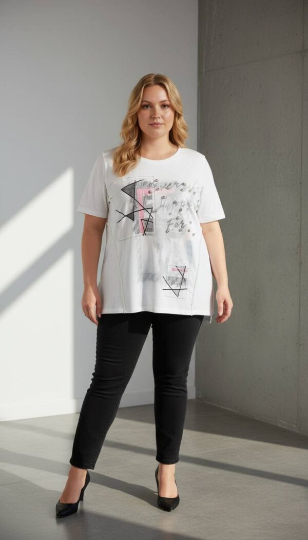 Abstract Graphic Print Short Sleeve Women's Blouse