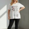 Abstract Graphic Print Short Sleeve Women's Blouse