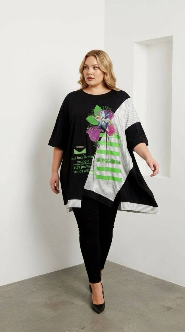 Chic Floral Print Oversized Asymmetric Blouse