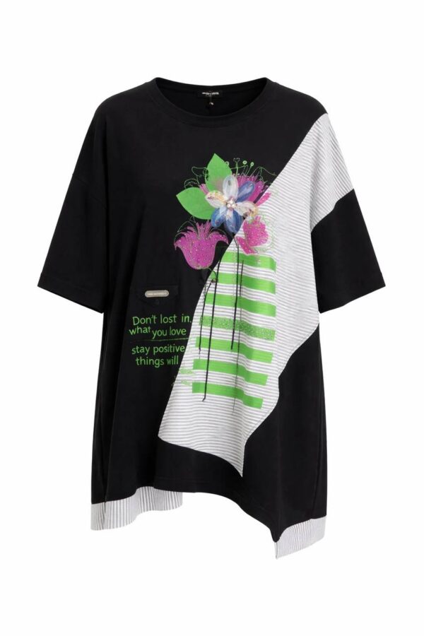 Chic Floral Print Oversized Asymmetric Blouse